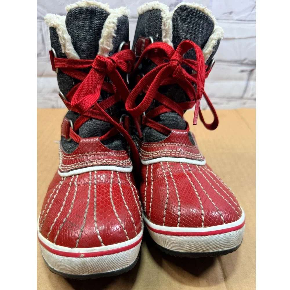 Sorel Winter Snow Boots Kids 5 Red Waterproof Duck Boots Outdoor NL1530-986